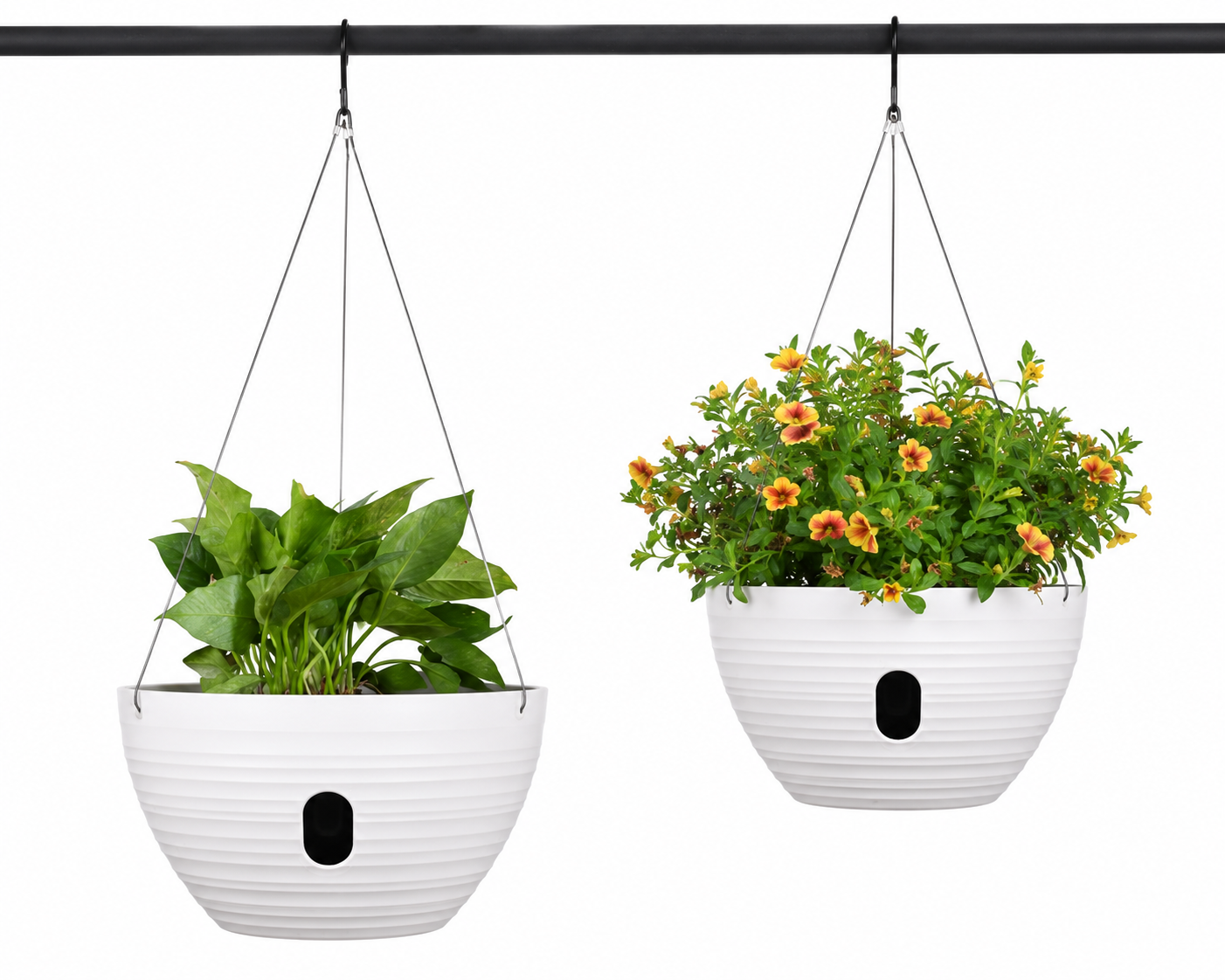 Ribbed Self Watering Hanging Pot